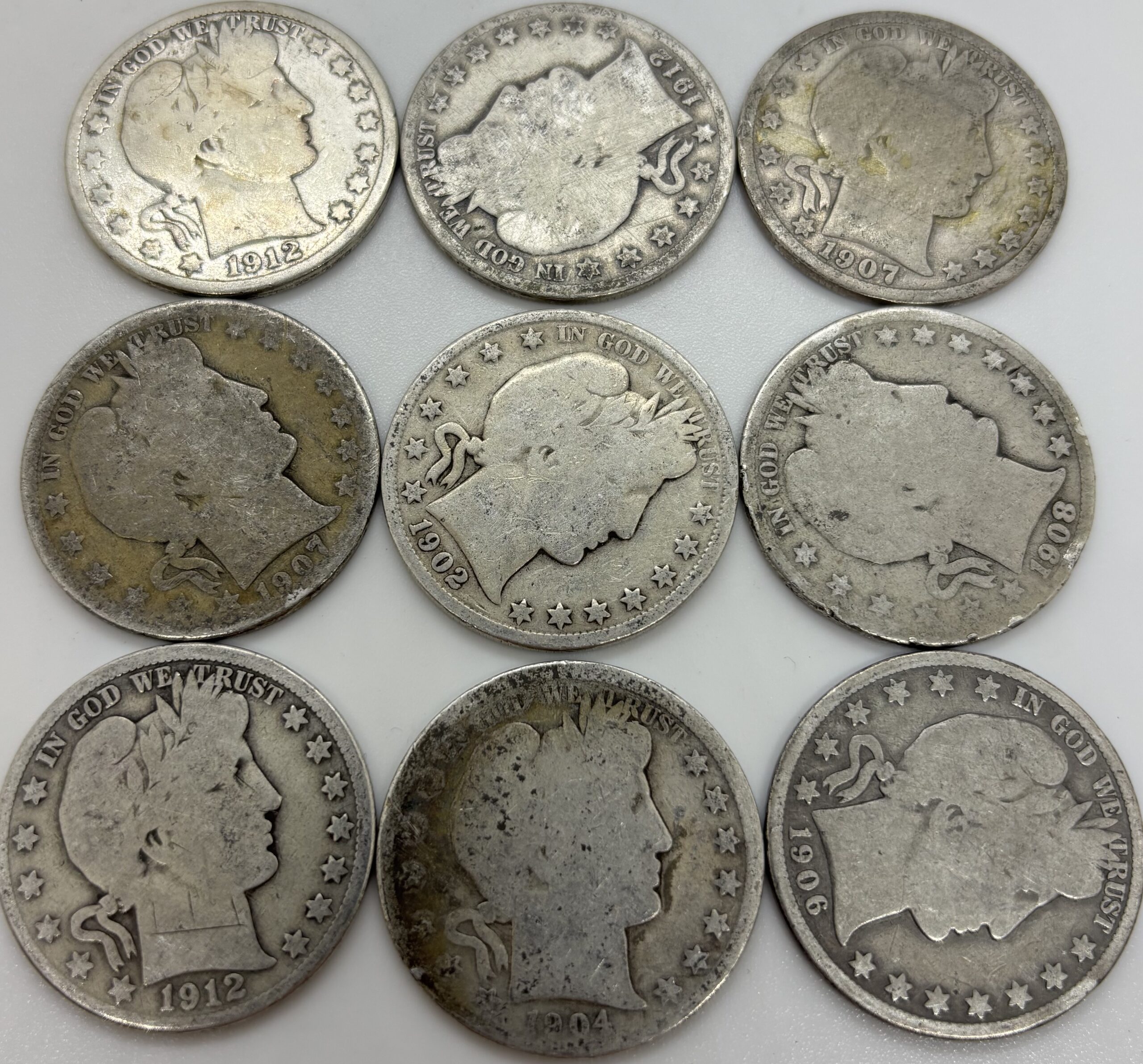 Barber Half Dollar 90% Silver Coin - Obverse - Circulated